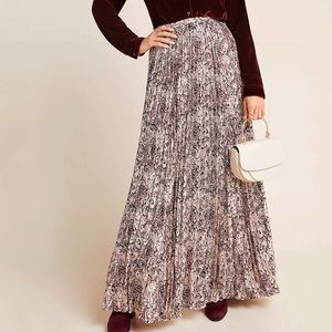 Anthropologie Snake-Print Pleated Skirt